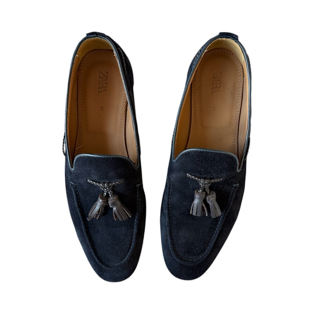 Zara Man Navy Blue Suede Loafers - Size 44 - Picture 3 of 5